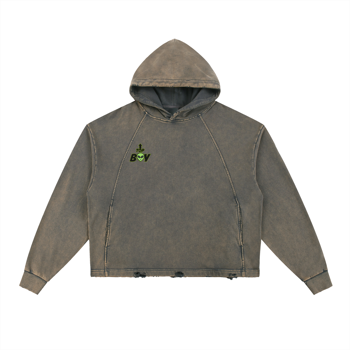 Top Boy Universe Washed Frayed-Hem Hoodie
