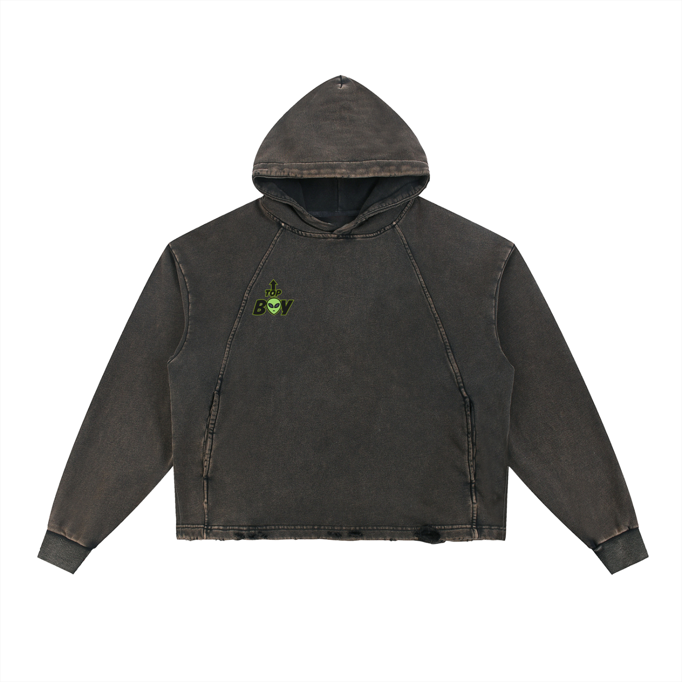 Top Boy Universe Washed Frayed-Hem Hoodie