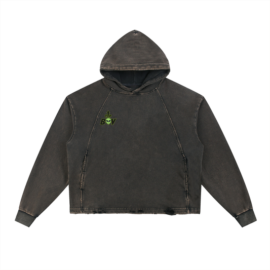 Top Boy Universe Washed Frayed-Hem Hoodie